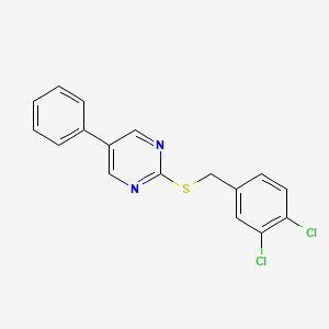 molecular formula C17H12Cl2N2S B2504388 2-[(3,4-Dichlorobenzyl)sulfanyl]-5-phenylpyrimidine CAS No. 344282-11-7