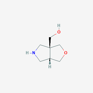 molecular formula C7H13NO2 B2504392 [(3Ar,6aS)-1,3,4,5,6,6a-hexahydrofuro[3,4-c]pyrrol-3a-yl]methanol CAS No. 2470278-91-0