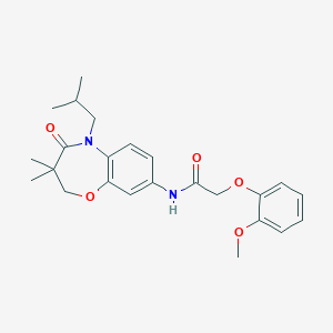 molecular formula C24H30N2O5 B2504396 N-(5-异丁基-3,3-二甲基-4-氧代-2,3,4,5-四氢苯并[b][1,4]恶二嗪-8-基)-2-(2-甲氧基苯氧基)乙酰胺 CAS No. 921582-97-0