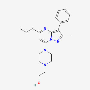 molecular formula C22H29N5O B2504399 2-[4-(2-Methyl-3-phenyl-5-propylpyrazolo[1,5-a]pyrimidin-7-yl)piperazin-1-yl]ethanol CAS No. 896853-91-1