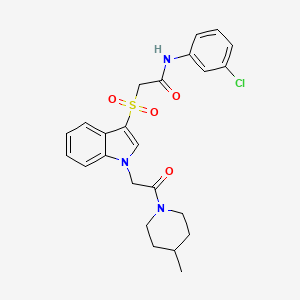 molecular formula C24H26ClN3O4S B2504406 N-(3-chlorophenyl)-2-((1-(2-(4-methylpiperidin-1-yl)-2-oxoethyl)-1H-indol-3-yl)sulfonyl)acetamide CAS No. 878059-49-5