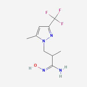 molecular formula C9H13F3N4O B2504411 (1E)-N'-hydroxy-2-methyl-3-[5-methyl-3-(trifluoromethyl)-1H-pyrazol-1-yl]propanimidamide CAS No. 1006352-70-0