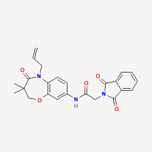 molecular formula C24H23N3O5 B2504414 N-(5-烯丙基-3,3-二甲基-4-氧代-2,3,4,5-四氢苯并[b][1,4]恶杂环辛-8-基)-2-(1,3-二氧代异吲哚啉-2-基)乙酰胺 CAS No. 921525-26-0
