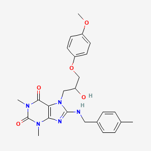 molecular formula C25H29N5O5 B2504415 7-(2-hydroxy-3-(4-methoxyphenoxy)propyl)-1,3-dimethyl-8-((4-methylbenzyl)amino)-1H-purine-2,6(3H,7H)-dione CAS No. 505080-72-8
