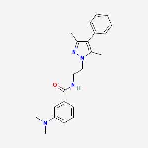 molecular formula C22H26N4O B2504416 N-(2-(3,5-二甲基-4-苯基-1H-吡唑-1-基)乙基)-3-(二甲氨基)苯甲酰胺 CAS No. 2034505-84-3