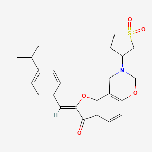 molecular formula C24H25NO5S B2504423 (Z)-8-(1,1-dioxidotetrahydrothiophen-3-yl)-2-(4-isopropylbenzylidene)-8,9-dihydro-2H-benzofuro[7,6-e][1,3]oxazin-3(7H)-one CAS No. 946236-07-3