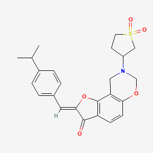 molecular formula C24H25NO5S B2504423 (Z)-8-(1,1-二氧化四氢噻吩-3-基)-2-(4-异丙基苄叉基)-8,9-二氢-2H-苯并呋喃[7,6-e][1,3]噁嗪-3(7H)-酮 CAS No. 946236-07-3