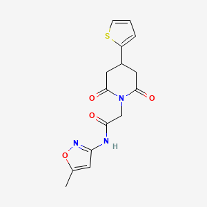 molecular formula C15H15N3O4S B2504426 2-(2,6-dioxo-4-(thiophen-2-yl)piperidin-1-yl)-N-(5-methylisoxazol-3-yl)acetamide CAS No. 1396845-74-1