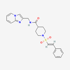 molecular formula C22H24N4O3S B2504428 N-(咪唑并[1,2-a]吡啶-2-基甲基)-1-[(E)-2-苯乙烯基]磺酰基哌啶-4-甲酰胺 CAS No. 1089991-48-9