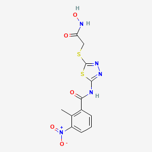 molecular formula C12H11N5O5S2 B2504433 N-(5-((2-(hydroxyamino)-2-oxoethyl)thio)-1,3,4-thiadiazol-2-yl)-2-methyl-3-nitrobenzamide CAS No. 904277-25-4