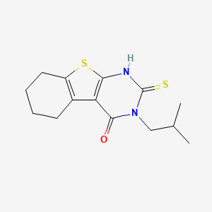 molecular formula C14H18N2OS2 B2504434 4-(2-Methylpropyl)-5-sulfanyl-8-thia-4,6-diazatricyclo[7.4.0.0^{2,7}]trideca-1(9),2(7),5-trien-3-one CAS No. 721908-18-5