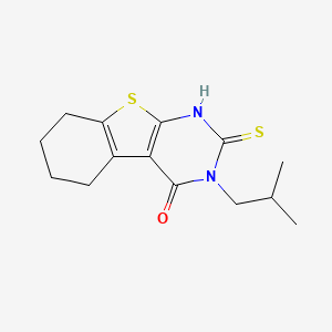 molecular formula C14H18N2OS2 B2504434 3-(2-methylpropyl)-2-sulfanylidene-5,6,7,8-tetrahydro-1H-[1]benzothiolo[2,3-d]pyrimidin-4-one CAS No. 721908-18-5