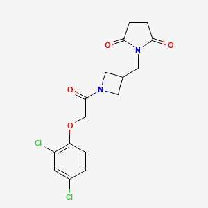 molecular formula C16H16Cl2N2O4 B2504437 1-({1-[2-(2,4-Dichlorophenoxy)acetyl]azetidin-3-yl}methyl)pyrrolidine-2,5-dione CAS No. 2097863-92-6