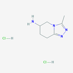 molecular formula C7H14Cl2N4 B2504445 3-甲基-5,6,7,8-四氢-[1,2,4]三唑并[4,3-a]吡啶-6-胺;二盐酸盐 CAS No. 2470437-25-1