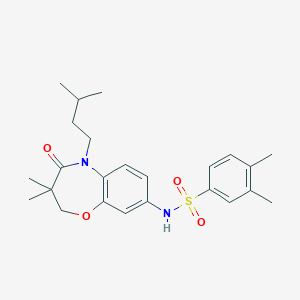 molecular formula C24H32N2O4S B2504453 N-(5-isopentyl-3,3-dimethyl-4-oxo-2,3,4,5-tetrahydrobenzo[b][1,4]oxazepin-8-yl)-3,4-dimethylbenzenesulfonamide CAS No. 922022-38-6