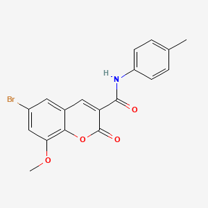 molecular formula C18H14BrNO4 B2504475 6-溴-8-甲氧基-2-氧代-N-(对甲苯基)-2H-色烯-3-甲酰胺 CAS No. 941947-67-7