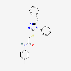 molecular formula C24H22N4OS B2504476 2-[(5-苄基-4-苯基-4H-1,2,4-三唑-3-基)硫代]-N-(4-甲苯基)乙酰胺 CAS No. 332907-28-5
