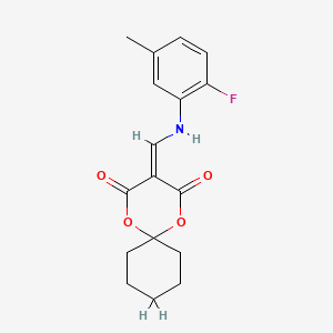 molecular formula C17H18FNO4 B2504477 3-(((2-氟-5-甲基苯基)氨基)亚甲基)-1,5-二氧杂螺[5.5]十一烷-2,4-二酮 CAS No. 1105216-16-7