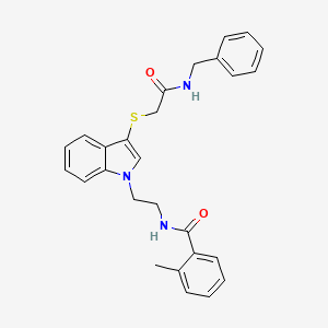 molecular formula C27H27N3O2S B2504481 N-[2-[3-[2-(benzylamino)-2-oxoethyl]sulfanylindol-1-yl]ethyl]-2-methylbenzamide CAS No. 851412-94-7