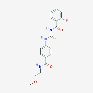 2-fluoro-N-({4-[(2-methoxyethyl)carbamoyl]phenyl}carbamothioyl)benzamide