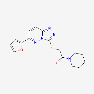 molecular formula C16H17N5O2S B2504498 6-(2-Furyl)-3-[(2-oxo-2-piperidin-1-ylethyl)thio][1,2,4]triazolo[4,3-b]pyridazine CAS No. 894067-49-3