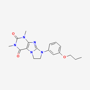 molecular formula C18H21N5O3 B2504501 2,4-Dimethyl-6-(3-propoxyphenyl)-7,8-dihydropurino[7,8-a]imidazole-1,3-dione CAS No. 946360-86-7
