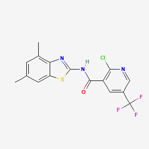 molecular formula C16H11ClF3N3OS B2504504 2-chloro-N-(4,6-dimethyl-1,3-benzothiazol-2-yl)-5-(trifluoromethyl)pyridine-3-carboxamide CAS No. 1788007-01-1