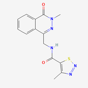 molecular formula C14H13N5O2S B2504506 4-methyl-N-((3-methyl-4-oxo-3,4-dihydrophthalazin-1-yl)methyl)-1,2,3-thiadiazole-5-carboxamide CAS No. 1396885-86-1