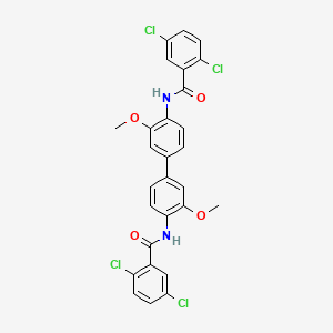 molecular formula C28H20Cl4N2O4 B2504511 2,5-dichloro-N-[4-[4-[(2,5-dichlorobenzoyl)amino]-3-methoxyphenyl]-2-methoxyphenyl]benzamide CAS No. 392246-48-9