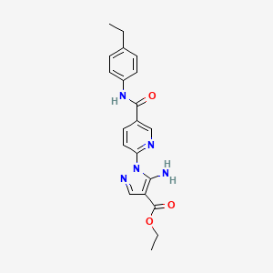 molecular formula C20H21N5O3 B2504520 ethyl 5-amino-1-(5-{[(4-ethylphenyl)amino]carbonyl}pyridin-2-yl)-1H-pyrazole-4-carboxylate CAS No. 1189510-86-8