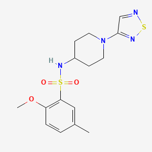 molecular formula C15H20N4O3S2 B2504524 2-甲氧基-5-甲基-N-[1-(1,2,5-噻二唑-3-基)哌啶-4-基]苯-1-磺酰胺 CAS No. 2097923-24-3