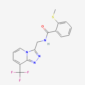 molecular formula C16H13F3N4OS B2504530 2-(methylthio)-N-((8-(trifluoromethyl)-[1,2,4]triazolo[4,3-a]pyridin-3-yl)methyl)benzamide CAS No. 2034356-30-2