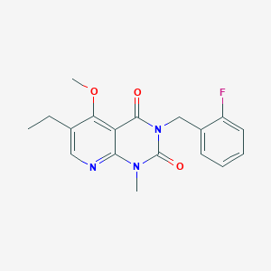 molecular formula C18H18FN3O3 B2504531 6-乙基-3-(2-氟苄基)-5-甲氧基-1-甲基吡啶并[2,3-d]嘧啶-2,4(1H,3H)-二酮 CAS No. 921498-82-0