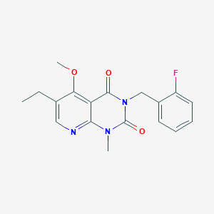 molecular formula C18H18FN3O3 B2504531 6-エチル-3-(2-フルオロベンジル)-5-メトキシ-1-メチルピリド[2,3-d]ピリミジン-2,4(1H,3H)-ジオン CAS No. 921498-82-0