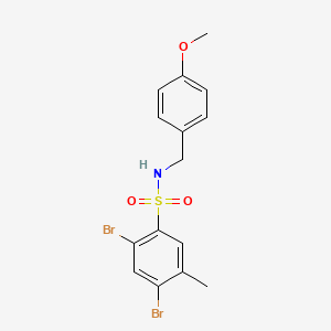 molecular formula C15H15Br2NO3S B2504534 2,4-二溴-N-(4-甲氧基苄基)-5-甲基苯磺酰胺 CAS No. 2379996-69-5