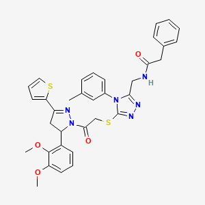 molecular formula C35H34N6O4S2 B2504540 N-((5-((2-(5-(2,3-二甲氧基苯基)-3-(噻吩-2-基)-4,5-二氢-1H-吡唑-1-基)-2-氧代乙基)硫)-4-(间甲苯基)-4H-1,2,4-三唑-3-基)甲基)-2-苯基乙酰胺 CAS No. 362505-89-3