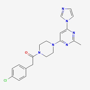 molecular formula C20H21ClN6O B2504543 1-(4-(6-(1H-imidazol-1-yl)-2-methylpyrimidin-4-yl)piperazin-1-yl)-2-(4-chlorophenyl)ethanone CAS No. 1207046-28-3
