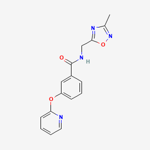 molecular formula C16H14N4O3 B2504545 N-((3-methyl-1,2,4-oxadiazol-5-yl)methyl)-3-(pyridin-2-yloxy)benzamide CAS No. 1797644-36-0