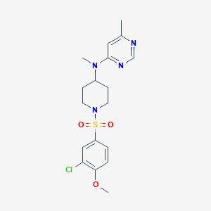 molecular formula C18H23ClN4O3S B2504548 N-[1-(3-Chloro-4-methoxyphenyl)sulfonylpiperidin-4-yl]-N,6-dimethylpyrimidin-4-amine CAS No. 2380166-81-2