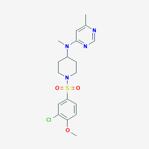 molecular formula C18H23ClN4O3S B2504548 N-[1-(3-chloro-4-methoxybenzenesulfonyl)piperidin-4-yl]-N,6-dimethylpyrimidin-4-amine CAS No. 2380166-81-2