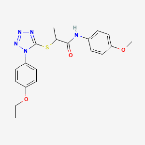 molecular formula C19H21N5O3S B2504556 2-((1-(4-ethoxyphenyl)-1H-tetrazol-5-yl)thio)-N-(4-methoxyphenyl)propanamide CAS No. 887348-60-9