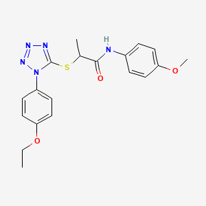 molecular formula C19H21N5O3S B2504556 N-(4-metoxifenil)-2-((1-(4-etoxifenil)-1H-tetrazol-5-il)tio)propanamida CAS No. 887348-60-9