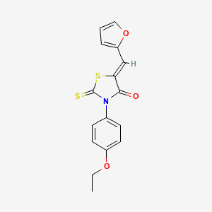 molecular formula C16H13NO3S2 B2504558 (Z)-3-(4-ethoxyphenyl)-5-(furan-2-ylmethylene)-2-thioxothiazolidin-4-one CAS No. 851303-25-8
