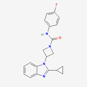 molecular formula C20H19FN4O B2504561 3-(2-Cyclopropylbenzimidazol-1-yl)-N-(4-fluorophenyl)azetidine-1-carboxamide CAS No. 2380180-07-2