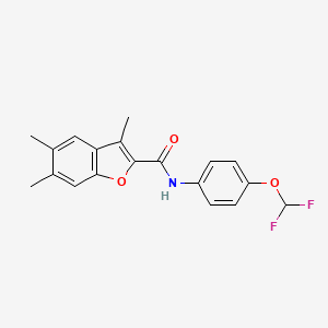 molecular formula C19H17F2NO3 B2504564 N-[4-(difluoromethoxy)phenyl]-3,5,6-trimethyl-1-benzofuran-2-carboxamide CAS No. 622350-13-4