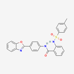 molecular formula C27H21N3O4S B2504565 N-[4-(1,3-benzoxazol-2-yl)phenyl]-2-[(4-methylphenyl)sulfonylamino]benzamide CAS No. 361173-46-8