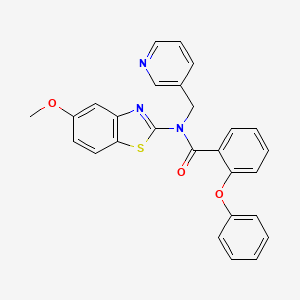 molecular formula C27H21N3O3S B2504568 N-(5-methoxybenzo[d]thiazol-2-yl)-2-phenoxy-N-(pyridin-3-ylmethyl)benzamide CAS No. 922830-16-8