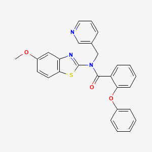 molecular formula C27H21N3O3S B2504568 N-(5-甲氧基苯并[d]噻唑-2-基)-2-苯氧基-N-(吡啶-3-基甲基)苯甲酰胺 CAS No. 922830-16-8