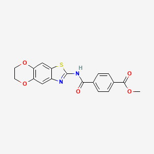molecular formula C18H14N2O5S B2504569 Methyl 4-(6,7-dihydro-[1,4]dioxino[2,3-f][1,3]benzothiazol-2-ylcarbamoyl)benzoate CAS No. 892843-40-2