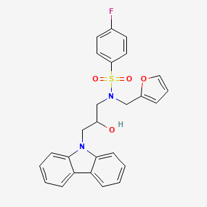 molecular formula C26H23FN2O4S B2504570 N-(3-咔唑-9-基-2-羟丙基)-4-氟-N-(呋喃-2-基甲基)苯磺酰胺 CAS No. 864940-08-9